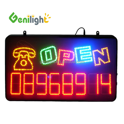 Rechthoekige Indoor Open LED Sign met Telefoon Telefoon Functie 3 Soort van verandering