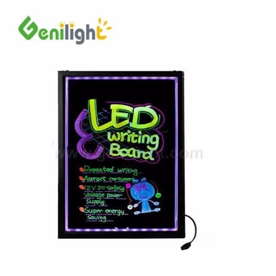 OEM helder getemperd glas uitwisbaar LED bericht schrijfbord met RGB SMD5050 LED strip