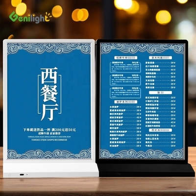 Hoog zichthoek A4 Desktop Acrylische LED-lichttafel voor advertenties in winkelcentra