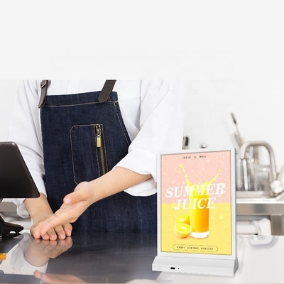 Hoog zichthoek A4 Desktop Acrylische LED-lichttafel voor advertenties in winkelcentra