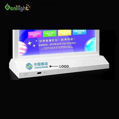 Hoog zichthoek A4 Desktop Acrylische LED-lichttafel voor advertenties in winkelcentra