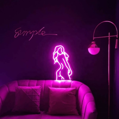 Gepersonaliseerd Lady Neon Sign met Acrylic Backing Pink Silicone LEDs Levensduur 50000 Uren
