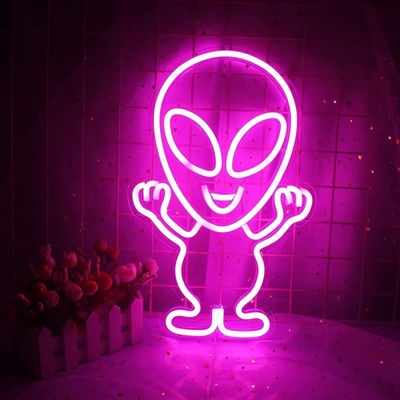 Op maat gemaakt winkel advertentie LED neon bord met Alien ontwerp en acryl materiaal