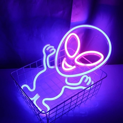 Op maat gemaakt winkel advertentie LED neon bord met Alien ontwerp en acryl materiaal