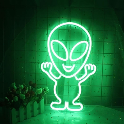 Op maat gemaakt winkel advertentie LED neon bord met Alien ontwerp en acryl materiaal