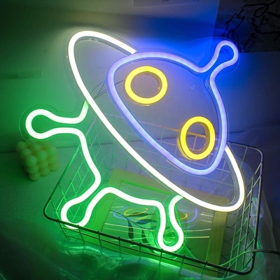 Acrylische neonborden van ruimteschepen op maat voor wanddecoratie en UFO-LED-nachtlicht