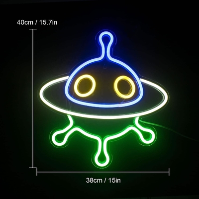 Acrylische neonborden van ruimteschepen op maat voor wanddecoratie en UFO-LED-nachtlicht