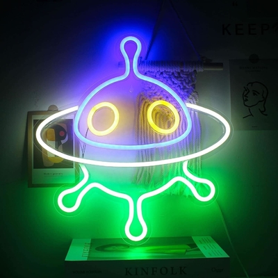 Acrylische neonborden van ruimteschepen op maat voor wanddecoratie en UFO-LED-nachtlicht
