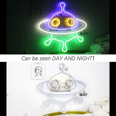Acrylische neonborden van ruimteschepen op maat voor wanddecoratie en UFO-LED-nachtlicht