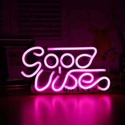 27.5 * 15cm Custom Blue Good Vibes Neon Sign voor slaapkamer Wand Decor USB Powered Lighting