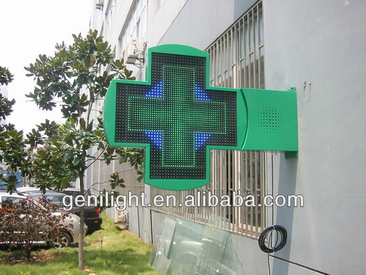 Hoge contrastverhouding 1200x1200 Groen LED-kruisbeeldscherm voor apotheek in buitenontwerp