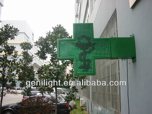 Hoge contrastverhouding 1200x1200 Groen LED-kruisbeeldscherm voor apotheek in buitenontwerp