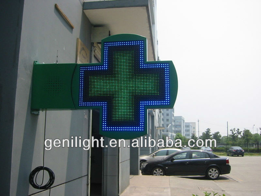Hoge contrastverhouding 1200x1200 Groen LED-kruisbeeldscherm voor apotheek in buitenontwerp