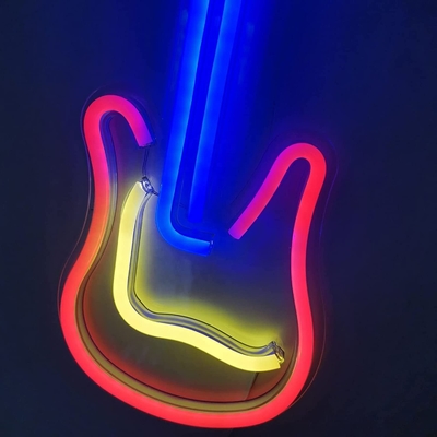 Powered Dimmable on/off Switch 3D Guitar Neon Sign voor Music Studio Customized Design