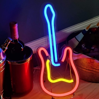 Powered Dimmable on/off Switch 3D Guitar Neon Sign voor Music Studio Customized Design