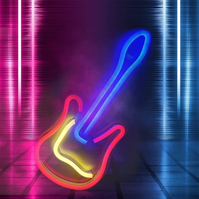 Powered Dimmable on/off Switch 3D Guitar Neon Sign voor Music Studio Customized Design