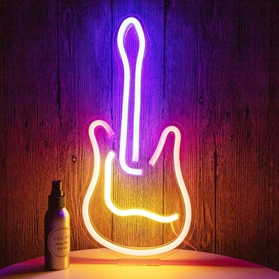 Powered Dimmable on/off Switch 3D Guitar Neon Sign voor Music Studio Customized Design