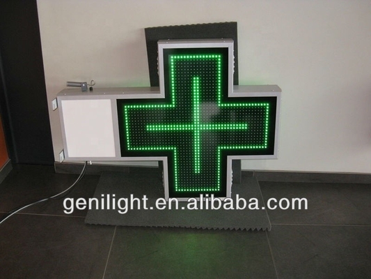 Buitengebied dubbelzijdig scherm Groen kleur LED kruis apotheek bord met breed gezichtshoek
