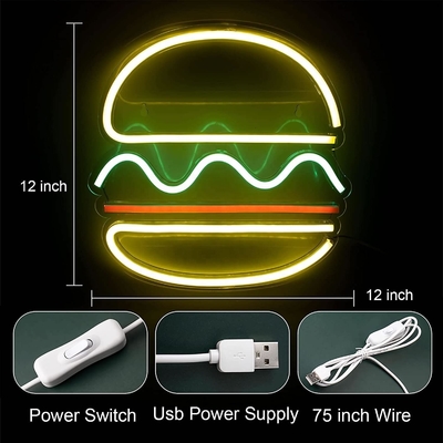 30*30cm LED Neon Light USB aangedreven Hamburger Neon Sign Wall Art Energieverbruik 0