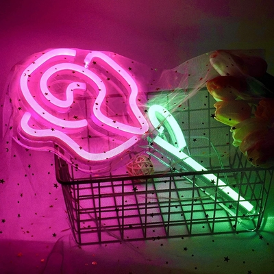 5V Spanning LED Bloemlichten Roze Neon Schild voor Slaapkamer Wand Decoratie Schakelaar Partij Decoratie