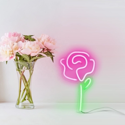 5V Spanning LED Bloemlichten Roze Neon Schild voor Slaapkamer Wand Decoratie Schakelaar Partij Decoratie