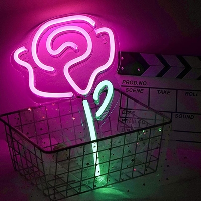 5V Spanning LED Bloemlichten Roze Neon Schild voor Slaapkamer Wand Decoratie Schakelaar Partij Decoratie