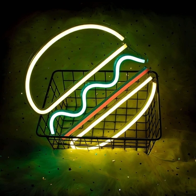 Gepersonaliseerd LED Neon Open Teken voor Wand Decor 1 Energieverbruik Hamburger Neon Licht