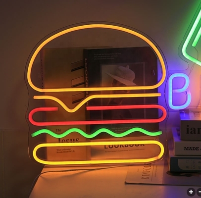 Gepersonaliseerd LED Neon Open Teken voor Wand Decor 1 Energieverbruik Hamburger Neon Licht