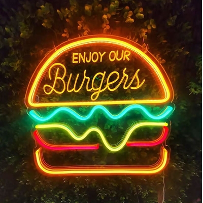 Gepersonaliseerd LED Neon Open Teken voor Wand Decor 1 Energieverbruik Hamburger Neon Licht