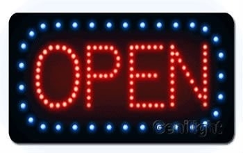 Indoor LED Open Sign Panel Grootte 56*33 CE/Rohs Certificaat Stroomvoorziening en Hangende Ketting