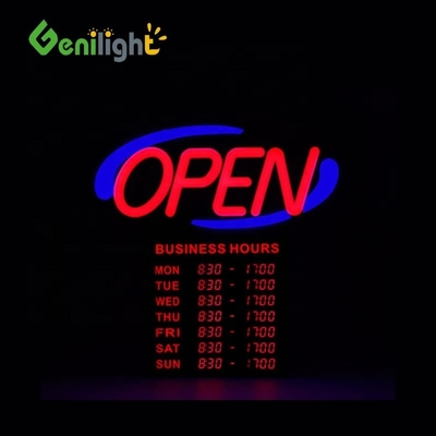 Genilight Indoor 22 * 13 inch DC12v OPEN 24 uur LED-lichtbord Opties voor aangepaste vorm
