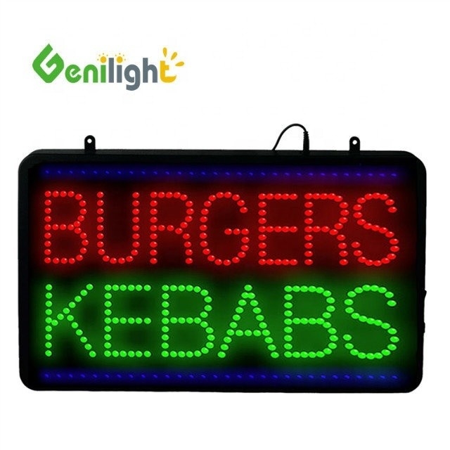 Stroomcertificaat ABS Open-Mold BURGERS KEBABS LED Sign voor maat en kleur