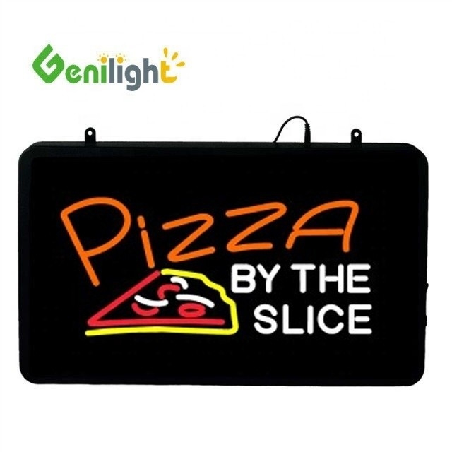 Gepersonaliseerd Genilight 22 * 13 inch CE RoHS Acrylic PIZZA BY THE SLICE LED Neon Open Sign