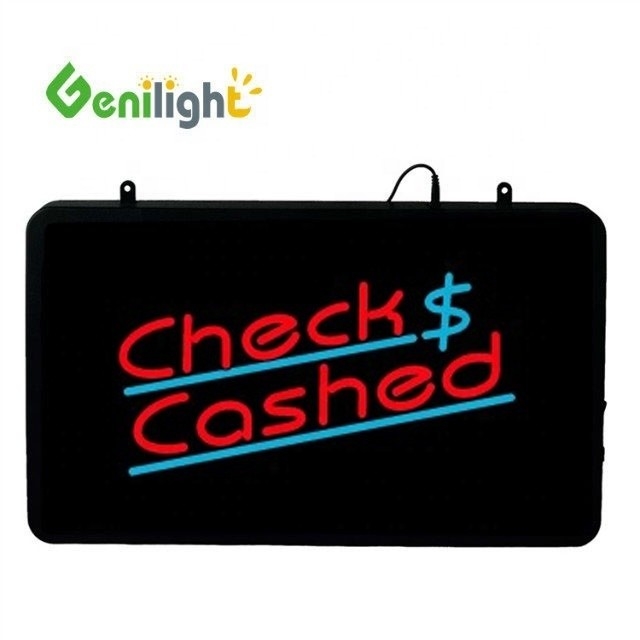 Genilight 22 * 13 inch Super Helderheid LED Check Contante brief Neon Open Teken voor binnen