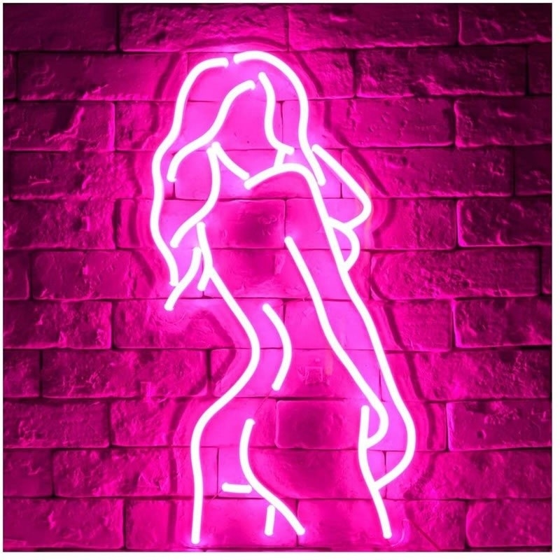 Gepersonaliseerd Lady Neon Sign met Acrylic Backing Pink Silicone LEDs Levensduur 50000 Uren