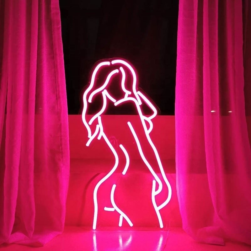 Muurdecor Pink Lady Neon Sign met acryl achtergrond Op maat gemaakte 50000 uur Levensduur