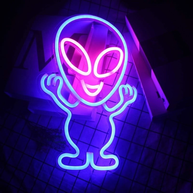 Op maat gemaakt winkel advertentie LED neon bord met Alien ontwerp en acryl materiaal