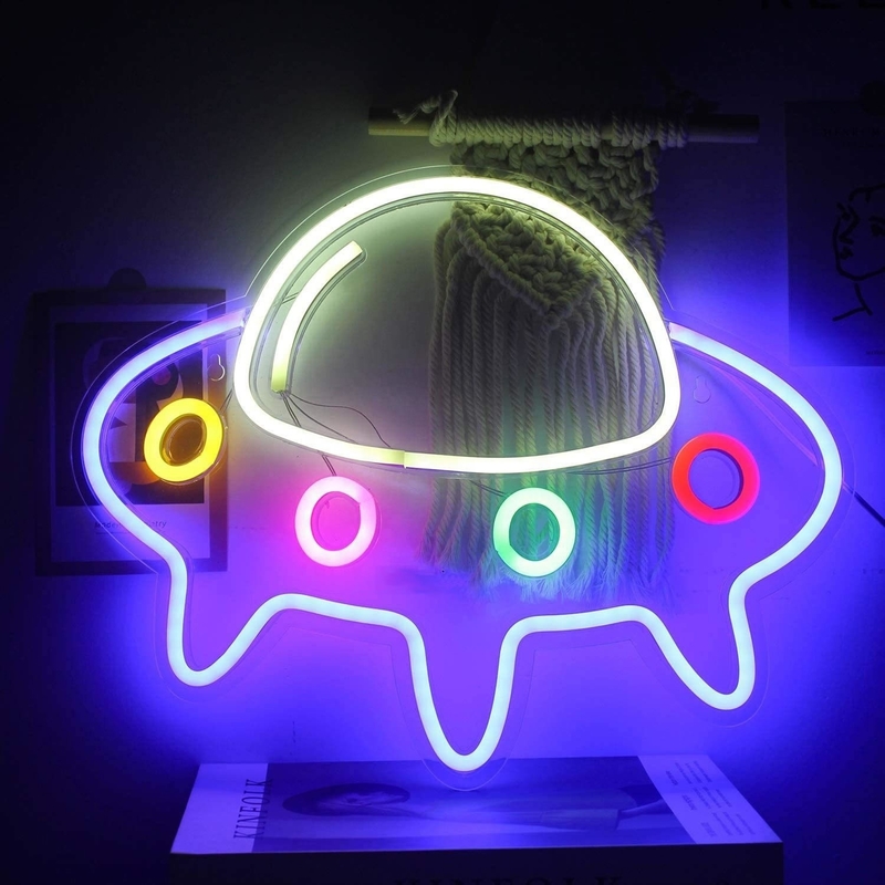 5V Neonlampen voor Bar Grote Blauwe UFO Ruimteschip Muurkunst 50000 Uren Levensduur