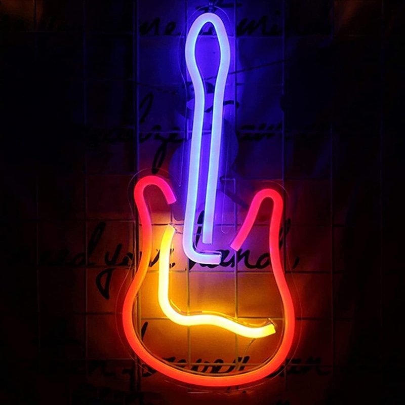 Powered Dimmable on/off Switch 3D Guitar Neon Sign voor Music Studio Customized Design