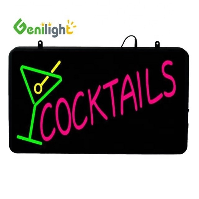 Genilight 56*33cm Elektronisch DC12V Neon LED COCKTAILS Teken met CUP Logo
