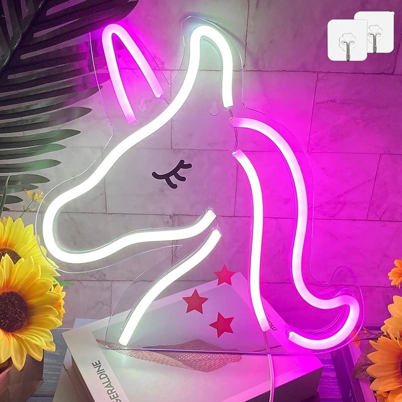 Stroomverbruik 1 Eenhoorn Neon Lights LED Sign Perfect voor dierenliefhebbers en gamers