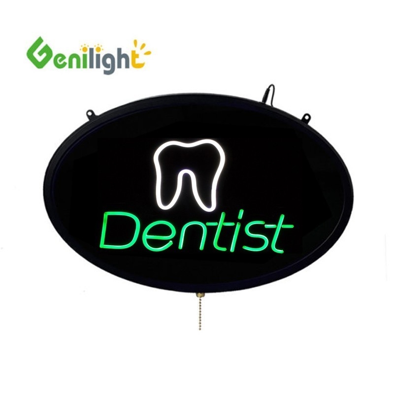 ABS Open-Mold Genilight Oval 58*36cm LED Neon Open Teken met Tand Logo