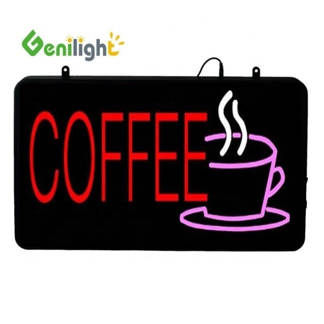 Hoogresolutie LED-neonbord voor zelfbediende bedrijven Verlicht open koffiebeker