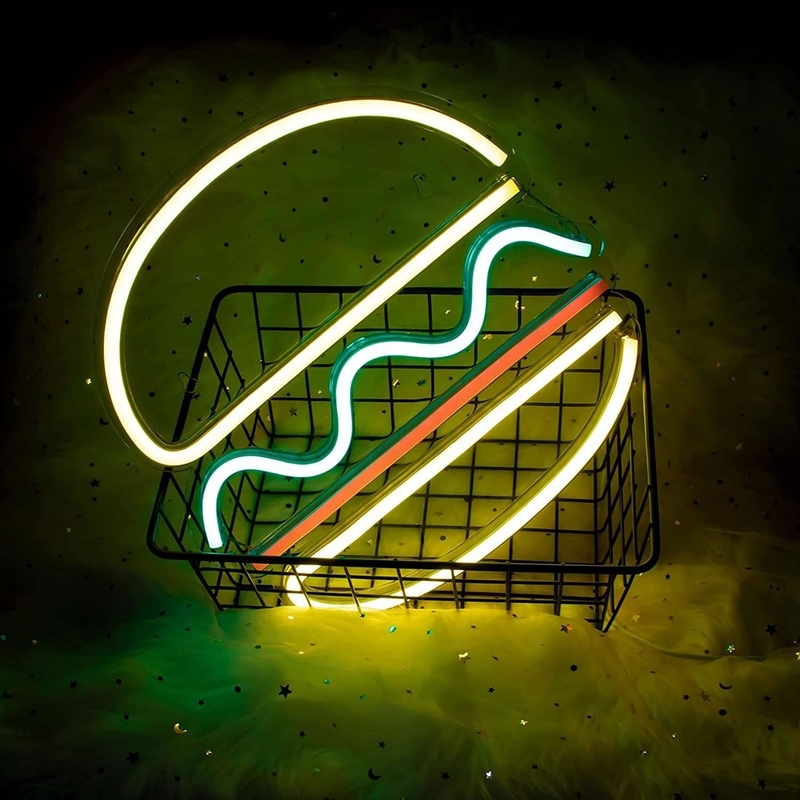 Gepersonaliseerd LED Neon Open Teken voor Wand Decor 1 Energieverbruik Hamburger Neon Licht