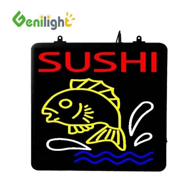53*45cm Custom LED Neon Open voor Vissen Pakket Shop ABS Outframe en Animatie Display Functie