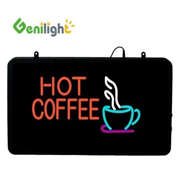 Energieverbruik Genilight 22*13 inch CE RoHS Indoor Hot Coffee LED Neon Sign voor koffiebar