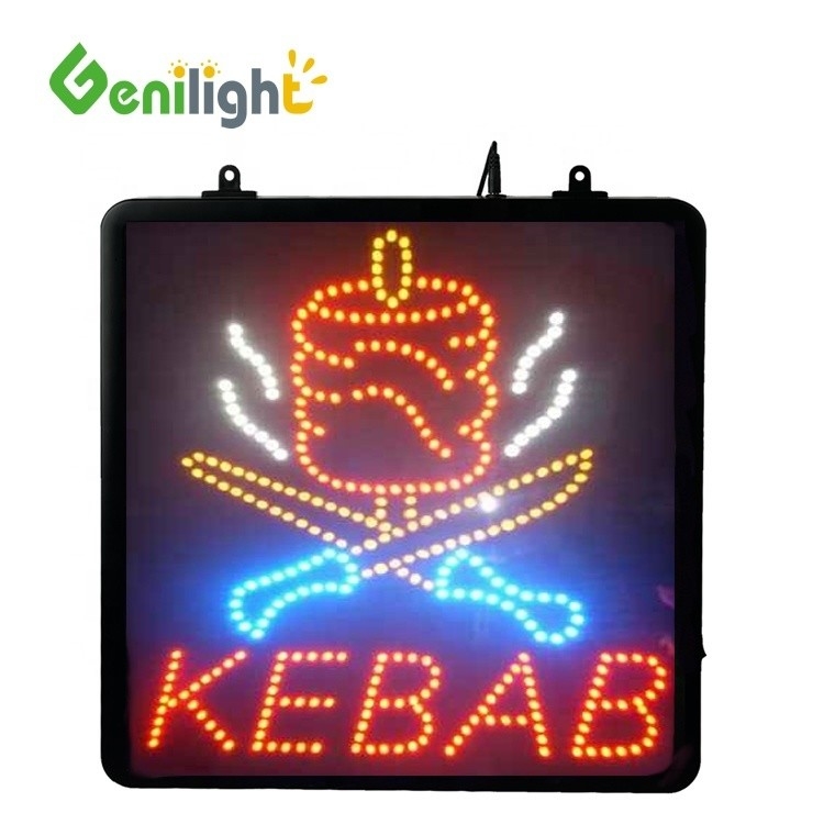 Genilight Indoor 22*13 inch DC12V Kebab Led Open Light Sign met Super Popular Design