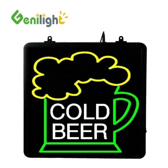 LED neon lichtbord voor bars en pubs koud bier verkocht hier stroomtoevoer adapter 25 C