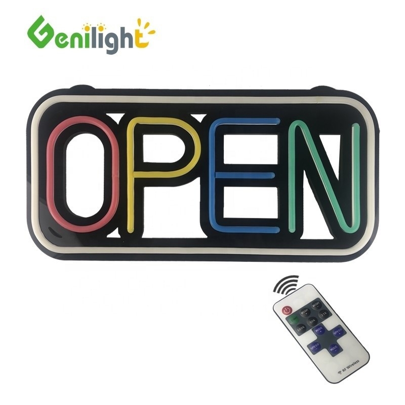Contrastverhouding Full Color Open Neon Sign met afstandsbediening en instelbare helderheid