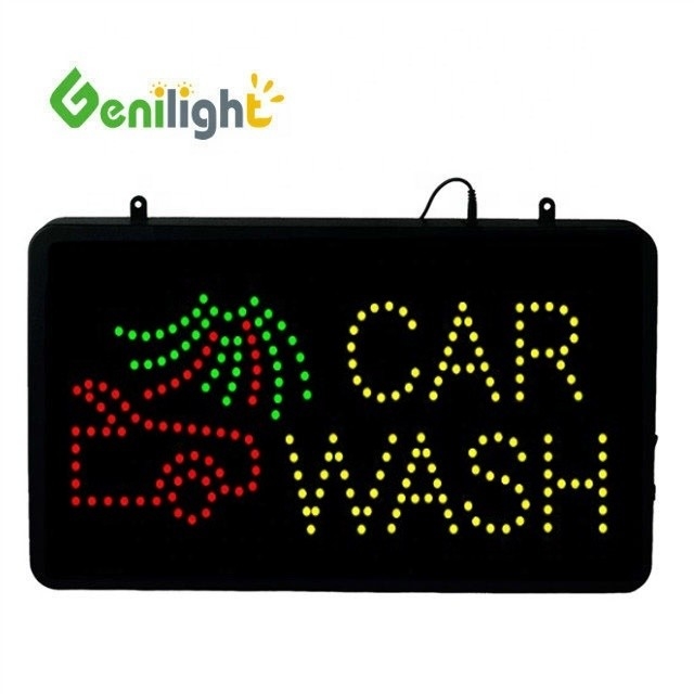 Genilight Indoor 22*13 inch DC12v LED Auto Wassen Open Teken met Aluminium Plastic achtergrond